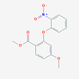 molecular formula C15H13NO6 B8339509 4-Methoxy-2-(2-nitrophenoxy)-benzoic Acid Methyl Ester 