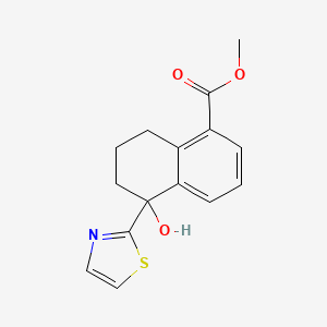 molecular formula C15H15NO3S B8339511 Racemic methyl 5-hydroxy-5-(thiazol-2-yl)-5,6,7,8-tetrahydronaphthalene-1-carboxylate 