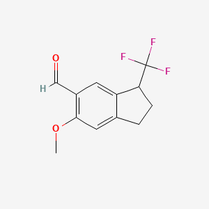 molecular formula C12H11F3O2 B8339665 6-Formyl-5-methoxy-1-(trifluoromethyl)indan 