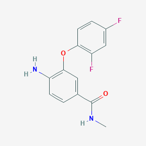 molecular formula C14H12F2N2O2 B8339687 N-methyl-4-amino-3-(2,4-difluorophenoxy)benzamide 