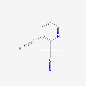 molecular formula C11H10N2 B8339705 2-(3-Ethynylpyridin-2-yl)-2-methylpropanenitrile 