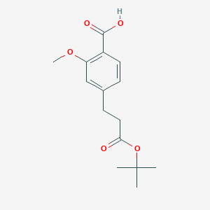 molecular formula C15H20O5 B8339726 4-(2-tert-Butoxycarbonyl-ethyl)-2-methoxy-benzoic acid 