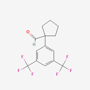 molecular formula C14H12F6O B8339794 1-(3,5-Bis(trifluoromethyl)phenyl)cyclopentanecarbaldehyde 