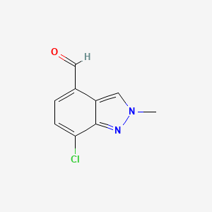 molecular formula C9H7ClN2O B8340011 7-chloro-2-methyl-2H-indazole-4-carbaldehyde 