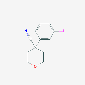 molecular formula C12H12INO B8340197 4-cyano-4-(3-iodophenyl)-3,4,5,6-tetrahydro-2H-pyran 