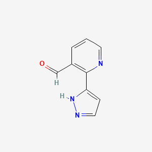 molecular formula C9H7N3O B8340212 2-(1H-pyrazol-5-yl)nicotinaldehyde 