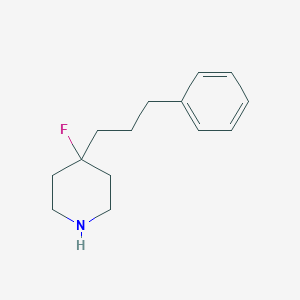 molecular formula C14H20FN B8340282 4Fluoro-4-(3-phenylpropyl) piperidine 