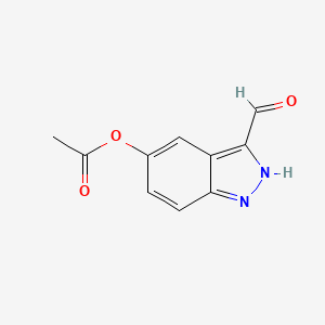 molecular formula C10H8N2O3 B8340578 3-formyl-1H-indazol-5-yl acetate 