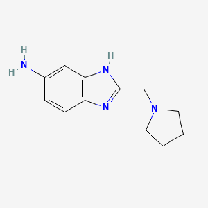 molecular formula C12H16N4 B8340723 2-pyrrolidin-1-ylmethyl-1H-benzimidazol-5-ylamine 