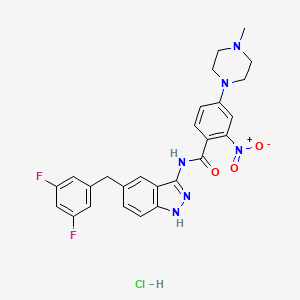 molecular formula C26H25ClF2N6O3 B8340802 N-[5-(3,5-Difluoro-benzyl)-1H-indazol-3-yl]-4-(4-methyl-piperazin-1-yl)-2-nitro-benzamide hydrochloride 