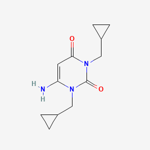 molecular formula C12H17N3O2 B8340902 6-Amino-1,3-bis(cyclopropylmethyl)uracil 