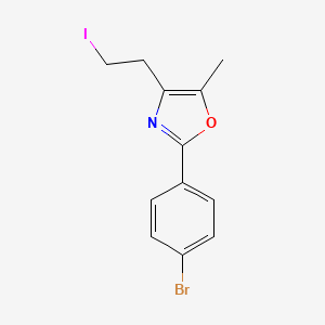 molecular formula C12H11BrINO B8341031 2-(4-Bromo-phenyl)-4-(2-iodo-ethyl)-5-methyl-oxazole 