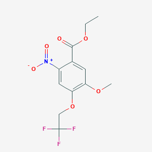 molecular formula C12H12F3NO6 B8341152 Ethyl 3-methoxy-4-(2,2,2-trifluoroethoxy)-6-nitrobenzoate 