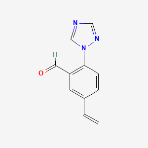 molecular formula C11H9N3O B8341176 2-1,2,4-Triazol-1-yl-5-vinyl-benzaldehyde 