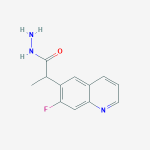 molecular formula C12H12FN3O B8341198 2-(7-Fluoroquinolin-6-yl)propanehydrazide 