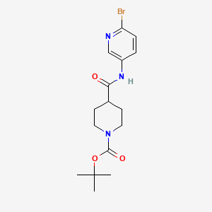 molecular formula C16H22BrN3O3 B8341283 1,1-Dimethylethyl 4-{[(6-bromo-3-pyridinyl)amino]carbonyl}-1-piperidinecarboxylate 