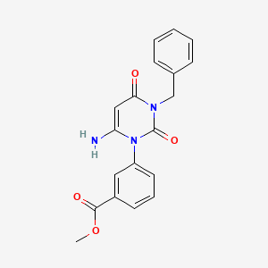 molecular formula C19H17N3O4 B8341339 6-Amino-3-benzyl-1-[3-(methoxycarbonyl)phenyl]uracil 