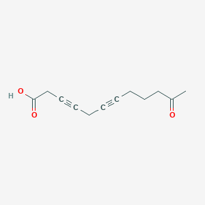 molecular formula C12H14O3 B8341393 11-Oxo-3,6-dodecadiynoic acid 