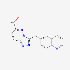 molecular formula C17H13N5O B8341410 1-(3-(Quinolin-6-ylmethyl)-[1,2,4]triazolo[4,3-b]pyridazin-6-yl)ethanone 