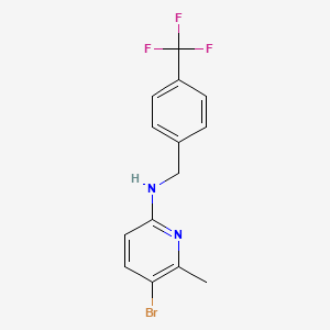 molecular formula C14H12BrF3N2 B8341559 (5-Bromo-6-methyl-pyridin-2-yl)-(4-trifluoromethyl-benzyl)-amine 