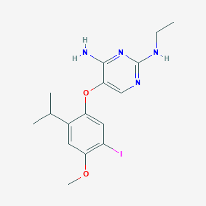 molecular formula C16H21IN4O2 B8341571 N2-Ethyl-5-(5-iodo-2-isopropyl-4-methoxy-phenoxy)-pyrimidine-2,4-diamine 