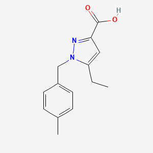 molecular formula C14H16N2O2 B8341572 5-Ethyl-1-(4-methylbenzyl)-1H-pyrazole-3-carboxylic acid 