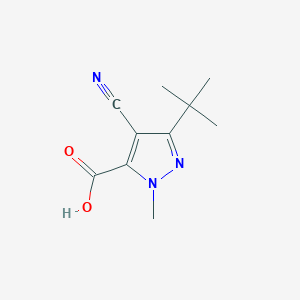 molecular formula C10H13N3O2 B8341575 5-tert-Butyl-4-cyano-2-methyl-2H-pyrazole-3-carboxylic acid 