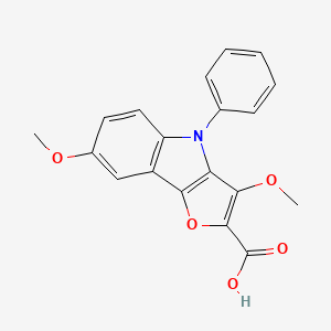 molecular formula C19H15NO5 B8341596 3,7-Dimethoxy-4-phenyl-4H-furo[3,2-b]indole-2-carboxylic acid CAS No. 89224-55-5