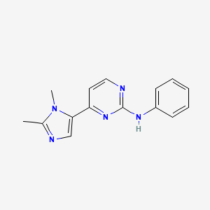 molecular formula C15H15N5 B8341609 2-Anilino-4-(1,2-dimethylimidazol-5-yl)pyrimidine 