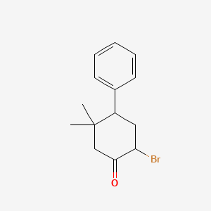 molecular formula C14H17BrO B8341653 2-Bromo-5,5-dimethyl-4-phenyl-cyclohexanone 