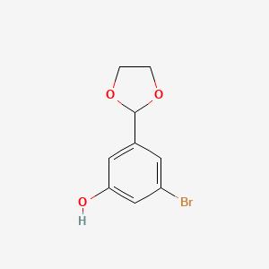 molecular formula C9H9BrO3 B8341903 3-Bromo-5-[1,3]dioxolan-2-yl-phenol 