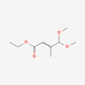 molecular formula C9H16O4 B8341918 2-Butenoic acid, 4,4-dimethoxy-3-methyl-, ethyl ester CAS No. 83803-81-0