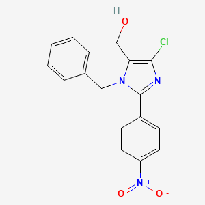 molecular formula C17H14ClN3O3 B8342063 1-Benzyl-4-chloro-5-(hydroxymethyl)-2-(4-nitrophenyl)imidazole 