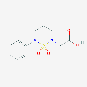 molecular formula C11H14N2O4S B8342101 2-(1,1-Dioxido-6-phenyl-1,2,6-thiadiazinan-2-yl)acetic acid 