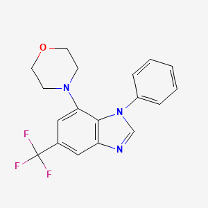 molecular formula C18H16F3N3O B8342305 7-(4-Morpholinyl)-1-phenyl-5-trifluoromethylbenzimidazole 