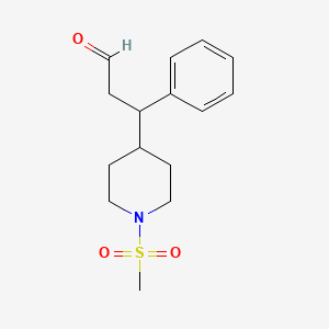 molecular formula C15H21NO3S B8342330 3-(1-Methanesulphonylpiperidin-4-yl)-3-phenylpropionaldehyde 
