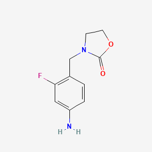 molecular formula C10H11FN2O2 B8342360 3-(4-Amino-2-fluorobenzyl)-1,3-oxazolidin-2-one 