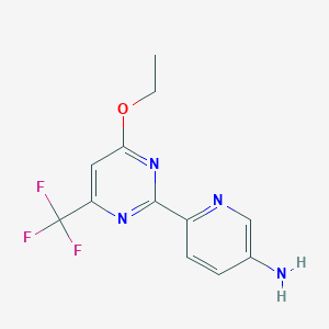molecular formula C12H11F3N4O B8342376 6-(4-Ethoxy-6-(trifluoromethyl)pyrimidin-2-yl)pyridin-3-amine 