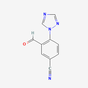 molecular formula C10H6N4O B8342404 3-Formyl-4-1,2,4-triazol-1-yl-benzonitrile 