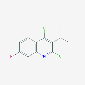 molecular formula C12H10Cl2FN B8342424 2,4-Dichloro-7-fluoro-3-isopropylquinoline 