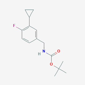 molecular formula C15H20FNO2 B8342475 tert-Butyl 3-cyclopropyl-4-fluorobenzylcarbamate 