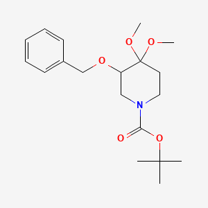 molecular formula C19H29NO5 B8342676 tert-Butyl 3-(benzyloxy)-4,4-dimethoxypiperidine-1-carboxylate 