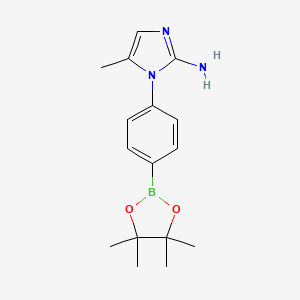 molecular formula C16H22BN3O2 B8342690 5-Methyl-1-(4-(4,4,5,5-tetramethyl-1,3,2-dioxaborolan-2-yl)phenyl)-1H-imidazol-2-amine 