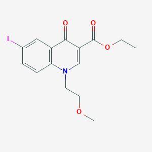 molecular formula C15H16INO4 B8342879 Ethyl 6-iodo-1-(2-methoxyethyl)-4-oxo-1,4-dihydroquinoline-3-carboxylate 