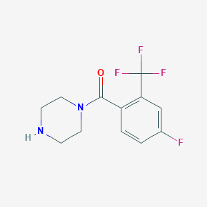 molecular formula C12H12F4N2O B8342957 Piperazin-1-yl-(4-fluoro-2-trifluoromethylphenyl)methanone 