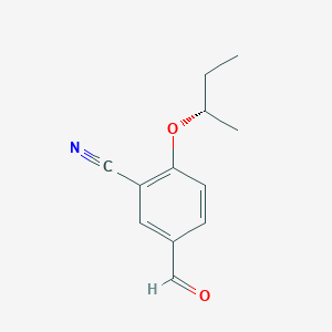 molecular formula C12H13NO2 B8342971 5-Formyl-2-{[(1S)-1-methylpropyl]oxy}benzonitrile 