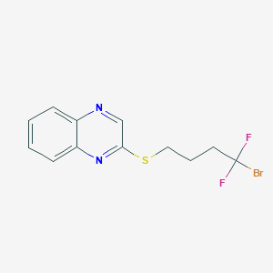 molecular formula C12H11BrF2N2S B8343028 Quinoxaline, 2-[(4-bromo-4,4-difluorobutyl)thio]- CAS No. 172935-93-2