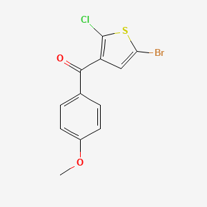 molecular formula C12H8BrClO2S B8343105 (5-Bromo-2-chlorothiophen-3-yl)(4-methoxyphenyl)methanone 