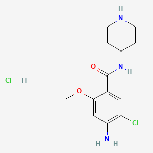 molecular formula C13H19Cl2N3O2 B8343136 4-amino-5-chloro-2-methoxy-N-(4-piperidinyl)benzamide hydrochloride 