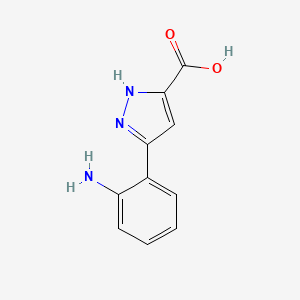 molecular formula C10H9N3O2 B8343166 5-(2-aminophenyl)-1H-pyrazole-3-carboxylic acid 